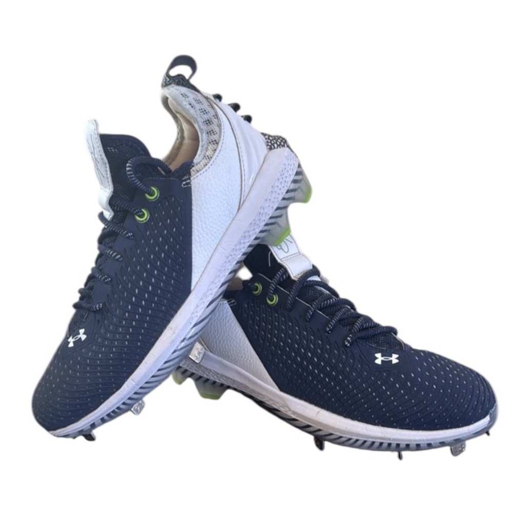 Under Armour, Harper, five low ST, blue white baseball cleats shoes 8